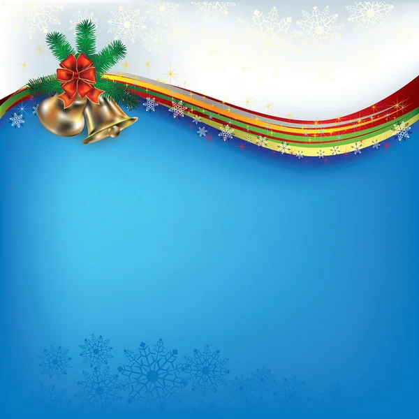 Salutation de Noël avec cloches et arc — Image vectorielle