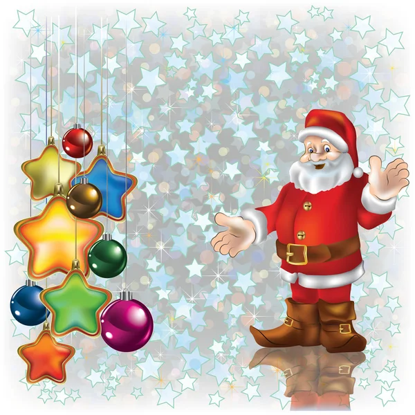 Natale sfondo bianco con Babbo Natale e decorazioni — Vettoriale Stock