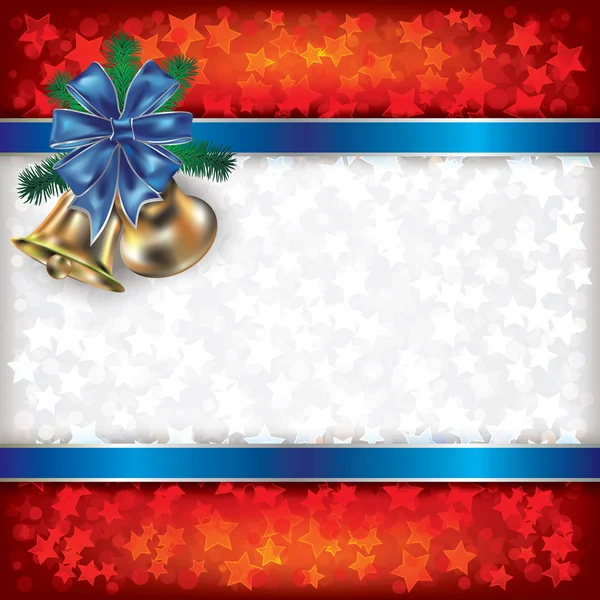 Kerstmis achtergrond met handbellen en cadeau linten — Stockvector
