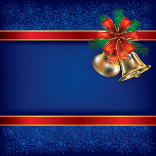크리스마스 배경 handbells 및 선물 리본 — 스톡 벡터