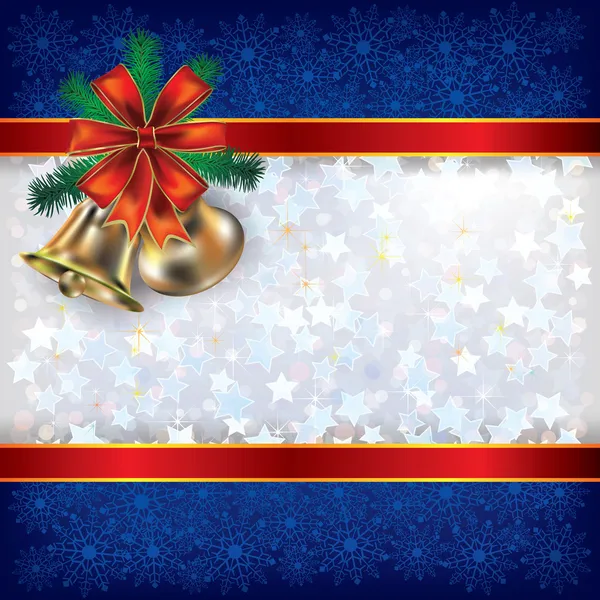 Sfondo natalizio con campanelli e nastri regalo — Vettoriale Stock