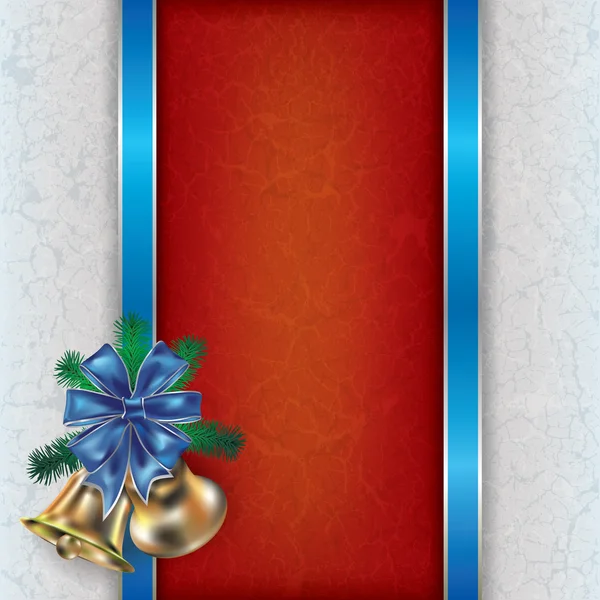 Fond de Noël avec cloches et rubans cadeaux — Image vectorielle