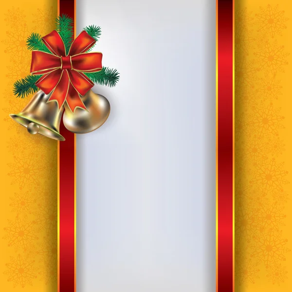 크리스마스 배경 handbells 및 선물 리본 — 스톡 벡터