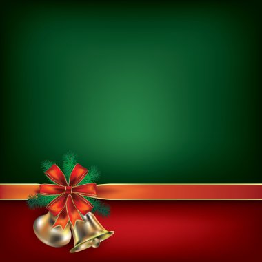 Christmas green greeting with gift ribbons clipart