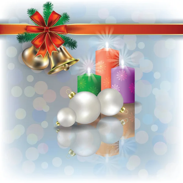 Sfondo natalizio con candele su bianco — Vettoriale Stock
