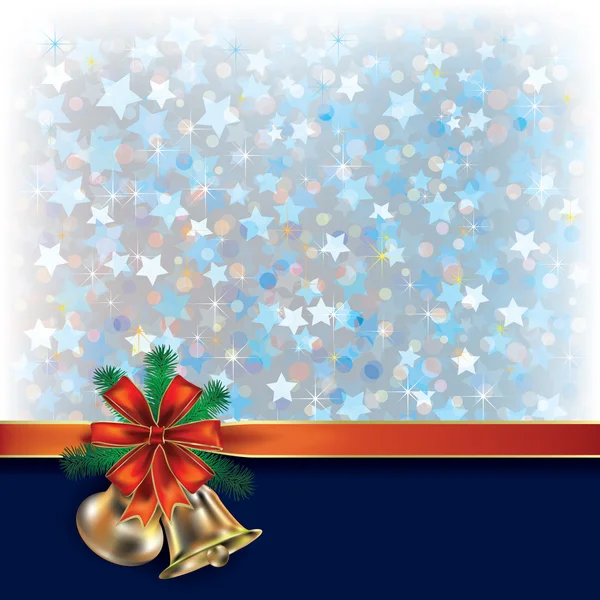 Kerstmis blauwe groeten met cadeau linten — Stockvector