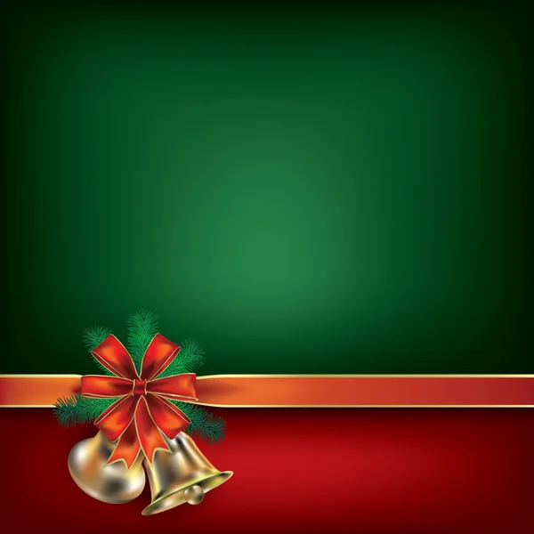 Noel hediye kurdeleler ile tebrik yeşil — Stok Vektör