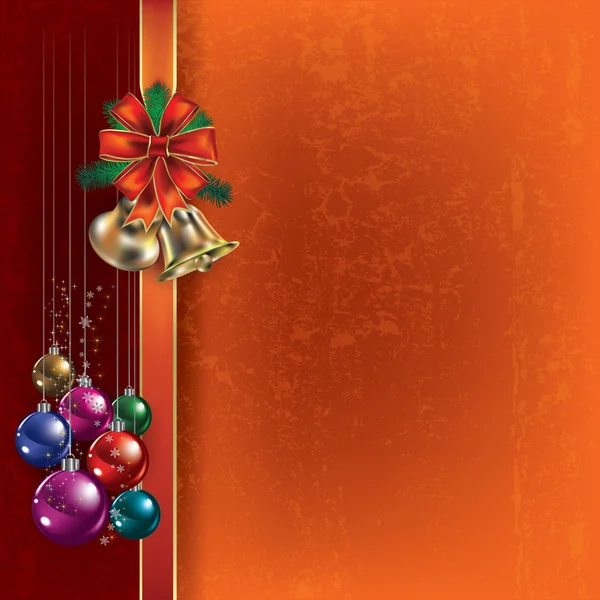 Saludo de Navidad con cascabeles y cintas de regalo — Archivo Imágenes Vectoriales