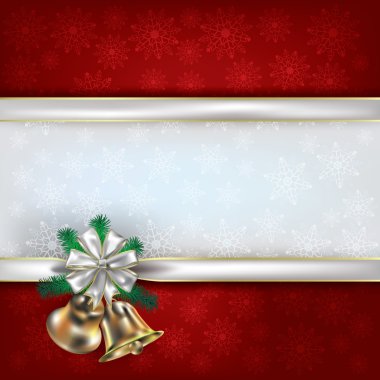 Christmas background with handbells and gift ribbons clipart