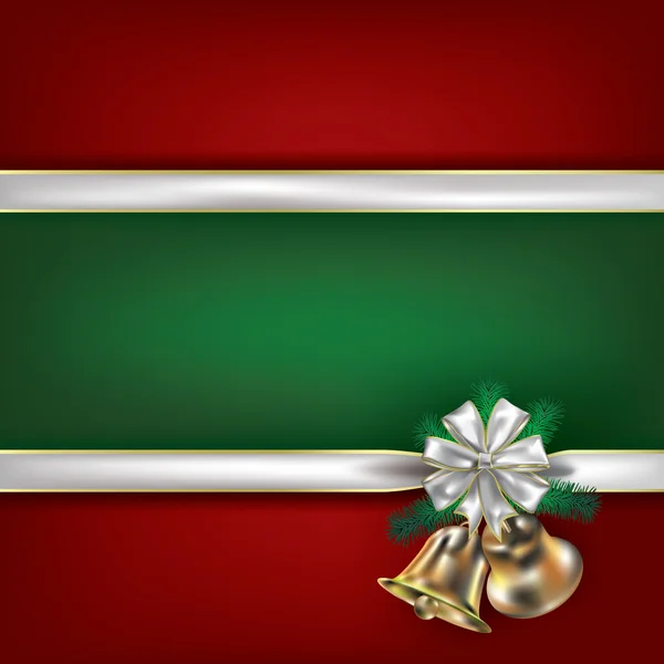 Sfondo natalizio con campanelli e nastri regalo — Vettoriale Stock