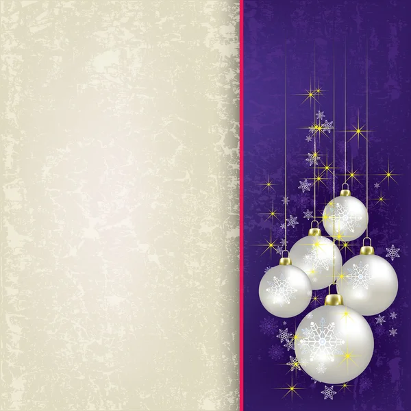 Jul beige bakgrund med pärla bollar — Stock vektor