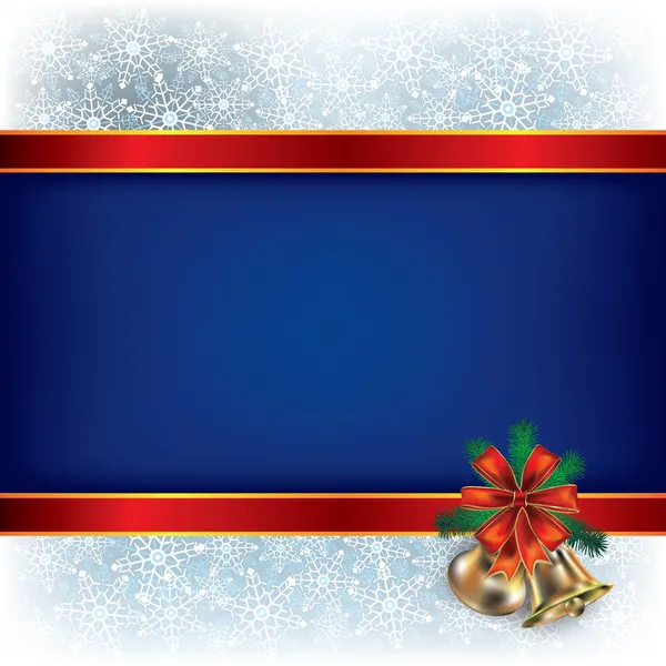 Natal biru latar belakang dengan handbells - Stok Vektor