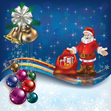 Christmas greeting with Santa clipart