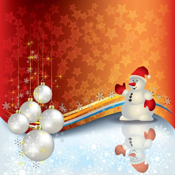 Jul hälsning med snögubbe — Stock vektor