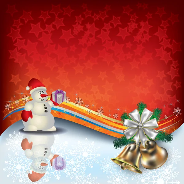 Salutation de Noël avec bonhomme de neige — Image vectorielle
