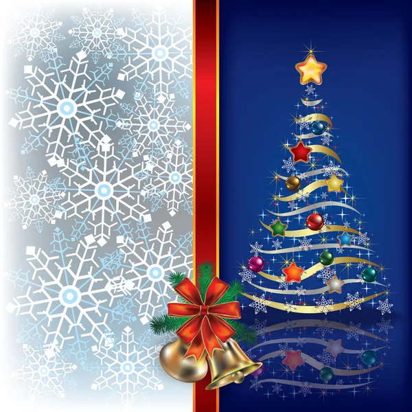 Fondo de Navidad azul con campanillas — Stockvector