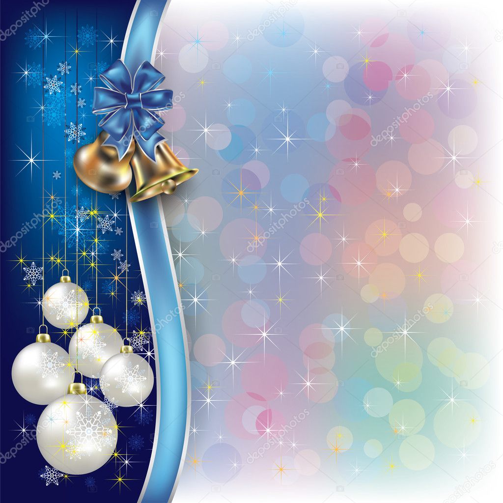 Christmas background with ribbons and bells