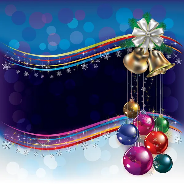 Vánoční pozadí s dekoracemi a zvony — Stockový vektor