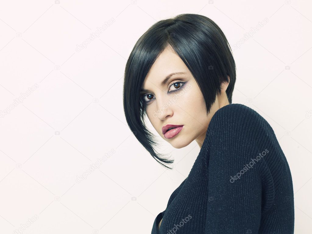 Beautiful woman with short hairstyle