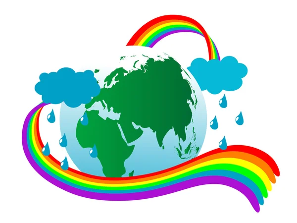 Terra e arco-íris — Vetor de Stock