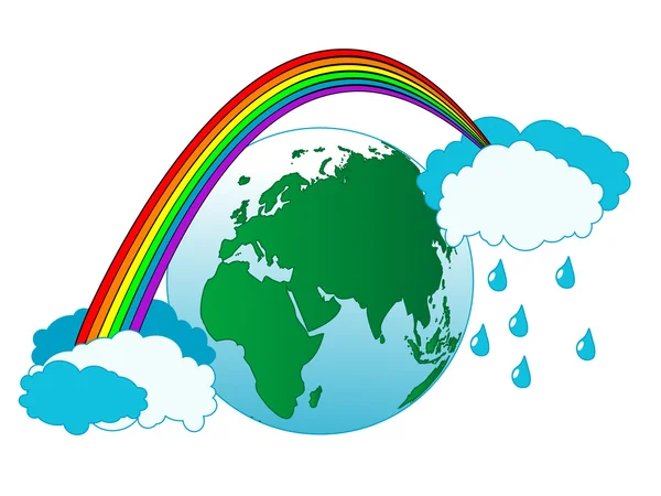 Terra e arcobaleno — Vettoriale Stock