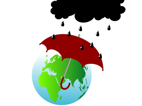 Earth and umbrella — Stock Vector
