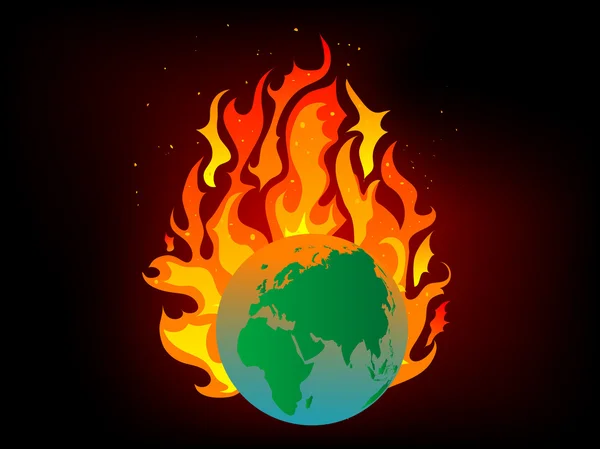 在火焰中的地球 — 图库矢量图片#