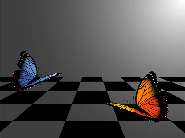 Blauwe en oranje vlinder — Stockvector