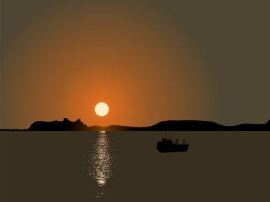 Sea sunset clipart