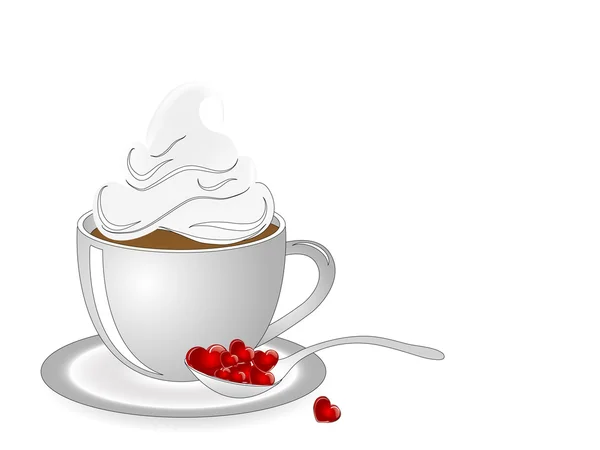 Café avec des cœurs — Image vectorielle