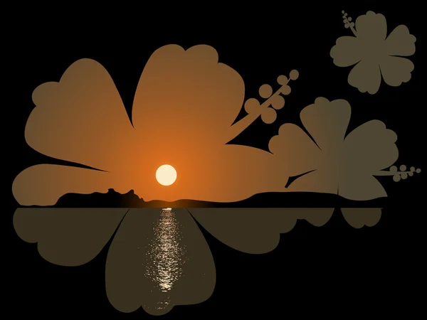 Sonnenuntergang im Hibiskus — Stockvektor