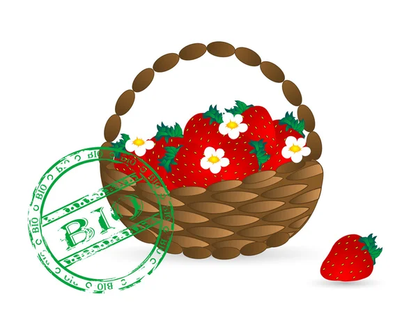 Panier aux fraises — Image vectorielle