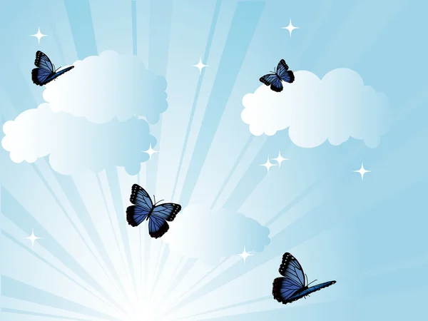 Clouds and butterflies — Stock Vector