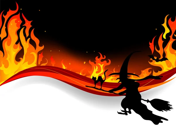Witch in fire — Stock Vector