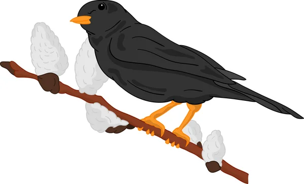Uccello su ramo — Vettoriale Stock