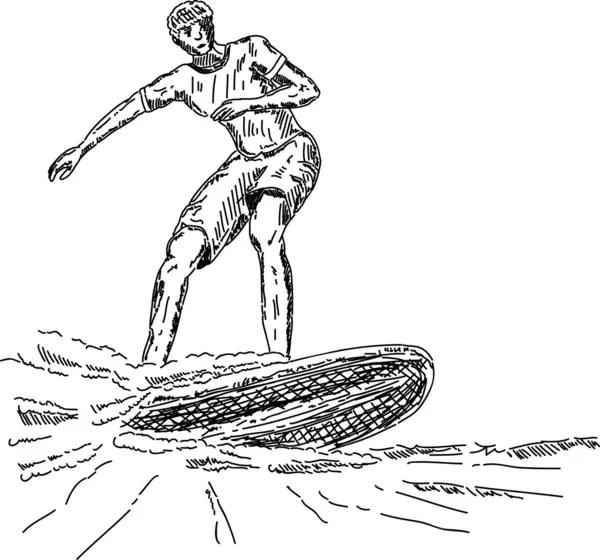 Surfista sull'onda — Vettoriale Stock