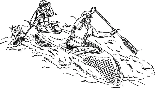 Iki canoeists — Stok Vektör