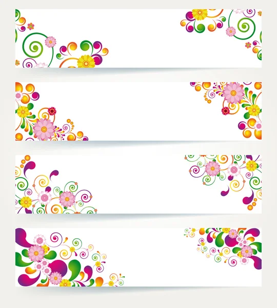 Bandeiras de design floral . — Vetor de Stock