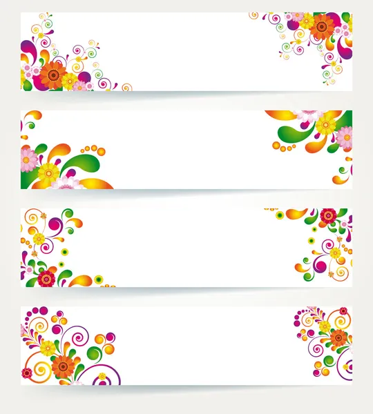 Bandeiras de design floral . — Vetor de Stock