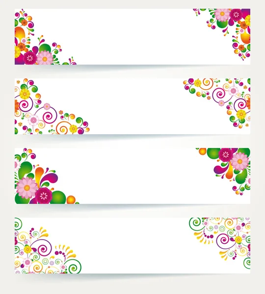 Banderas de diseño floral . — Vector de stock