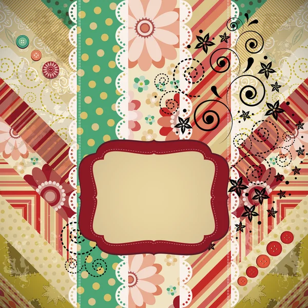 Scrap background made in the classic patchwork technique. — Stock Vector