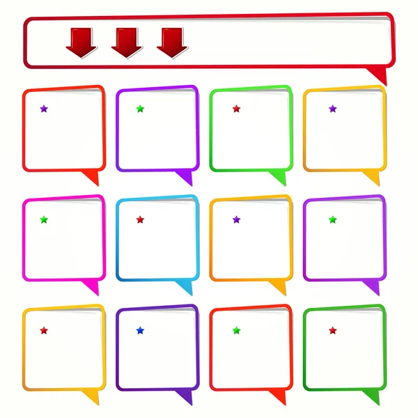 Lång och 12 kvadrat klistermärke i form av en tom ram — Stock vektor