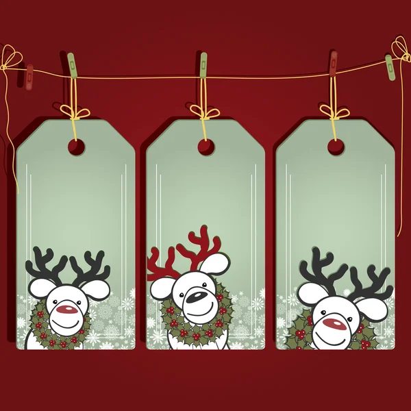 Etichette regalo di Natale con elementi dell'arredamento natalizio . — Vettoriale Stock