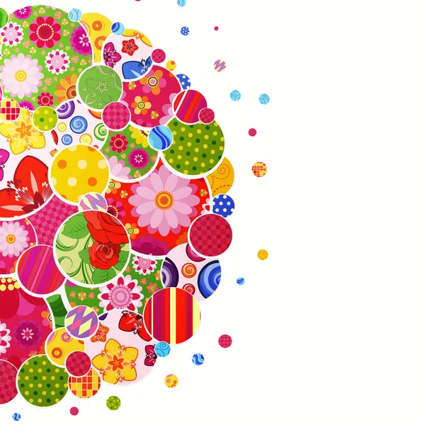 Hintergrund mit floralen und ornamentalen Kreisen. — Stockvektor