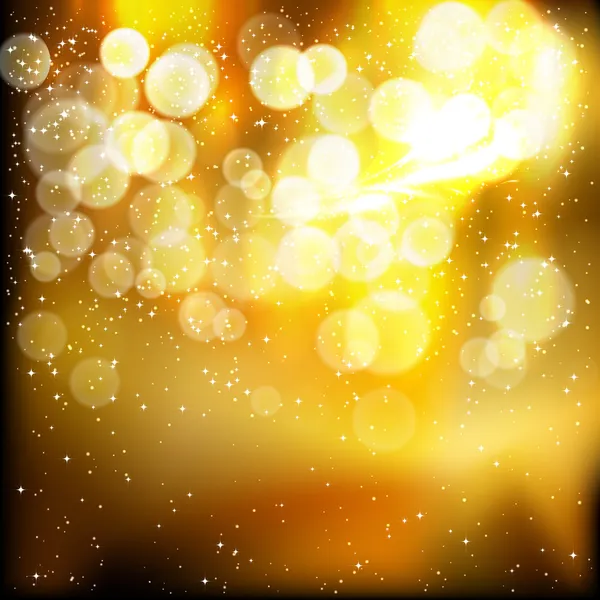 黄金色のお祭りのライトの背景。ベクトル イラスト. — ストックベクタ