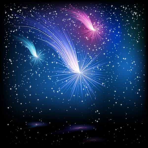 Fundo de estrela brilhante abstrato com cometas. vetor . — Vetor de Stock