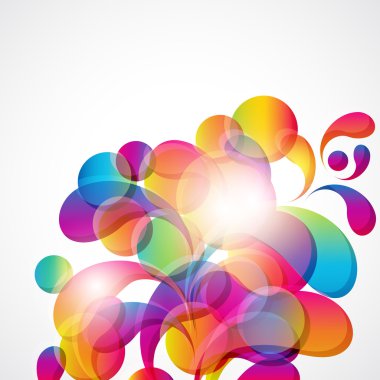 Abstract background with bright circles and teardrop-shaped arch clipart