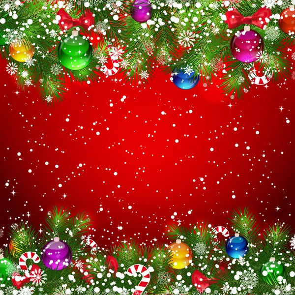 Noel tre karla kaplı dalları ile Noel arka plan — Stok Vektör