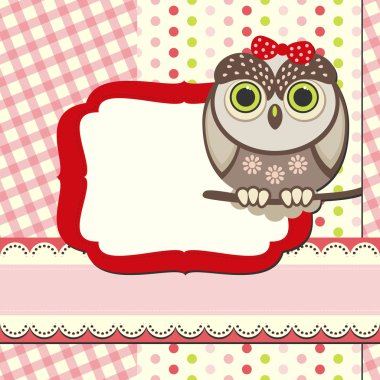 Baby owl scrap background. clipart