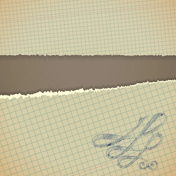 ソフト シャドウと破れた紙の罫線。ビンテージ背景. — ストックベクタ